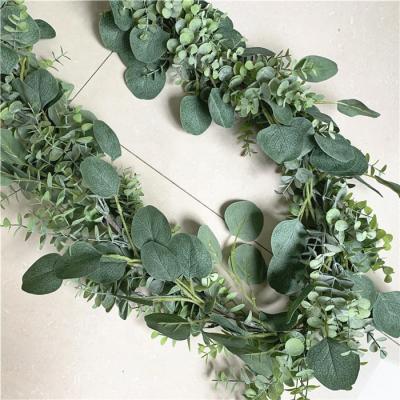 China Wedding Decoration F-3420 Customized Amazon Artificial Silk Eucalyptus Garland Green Vine Leaves Plastic Wedding Decoration 1.8m for sale