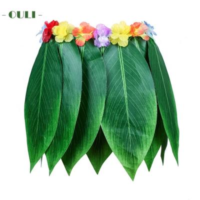 China K-1005 Eco-friendly Artificial Hawaiian Hawaiian Flower Leu Garland Leaf Skirt Garland for sale