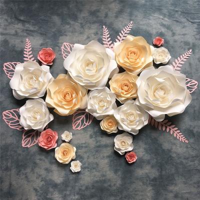 China Wedding Decoration F-1474 Wholesale Artificial Decorations Handmade Giant Paper Flowers Wall Designs Flower Heads for sale