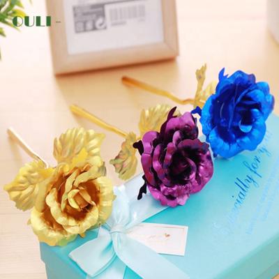 China Wholesale Eco - Friendly 24k Gold Gifts Valentine Rose Artificial Rose Gifts 24k Gold Rose for sale