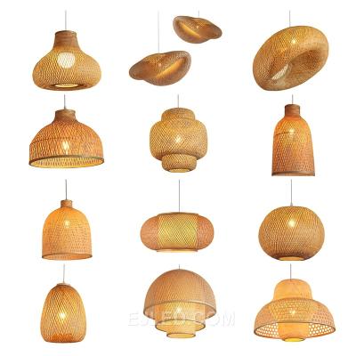 China Farmhouse Nordic Bamboo Pendant Kitchen Led Suspension Light Led Design Bamboo Rattan Pendant Light Handmade Woven Lights for sale