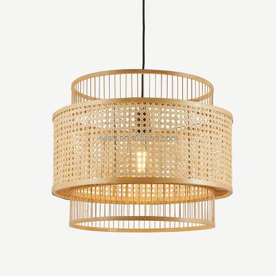 China Japanese style bedroom chandelier light modern vintage contemporary pendant light handmade bamboo woven base with E27 socket RT0102 for sale