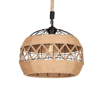 China Contemporary Retro Pendant Lamp Rope Light Fixtures Hand - Woven Linear Chandelier Vintage Lighting Industrial Hanging Lamp For Cafe Bar RP114 for sale