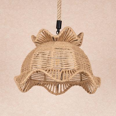 China China Factory Cottage Contemporary Linear Style Cage Hemp Rope Pendant Light Iron Down Type Mini Pendants Instant Lamps for Village RP0104 for sale