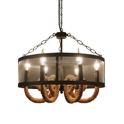 China RP0003 Retro Vintage Industrial Hemp Rope Pendant Lamp Bedroom Personality Ceiling 2022 Living Room Chandelier Fixtures RP0003 Pendant for sale