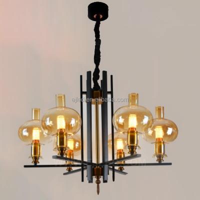 China Contemporary Glass Chandelier Modern Globe Sputnik Matte Black and Gold Ceiling Fixture Vintage Hanging Light for Bedroom GL0083 for sale