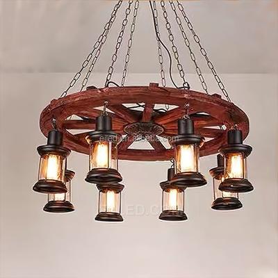 China Wooden Chandelier Foyer Lamps Droplight Hanging Lamp Contemporary American Nostalgic Retro Light Boat Pendant Suitable for Dining Room WD0029 for sale