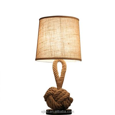 China Zhongshan Hemp Rope Contemporary Bedroom Table Lamp Vintage Desk Light Vintage Handmade String Base With E27 Socket For Sitting Desks for sale