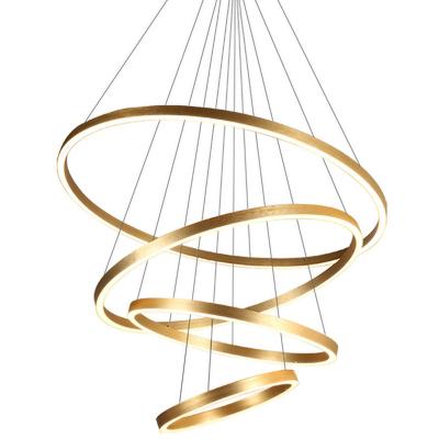 China Contemporary Modern Luxury Pendant Circle Rings of Light Hanging Lamp Office Mall Hotel Villa Decoration Lighting Fixture Home Gold Lamp for sale