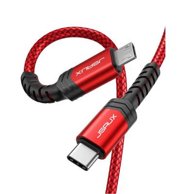 China COMPUTER JSAUX Type C to Micro USB Charger Braided Cord , USB C to Micro USB Cable Nylon Braided Cable for sale