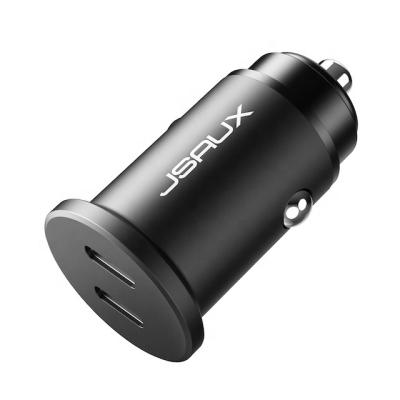 China JSAUX 2021 Motorcycle/Scooter Dual Ports 40W Max Aluminum Alloy 2 USB-C Smart Palladium Charging Universal Car Left Charger Mini USB PD3.0 Quick Charge 2 for sale