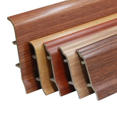 China Modern 7.7cm yuelaimei skirting board polystyrene wood-plastic pvc spc skirting board manufacturer skirting decoration molding line for sale