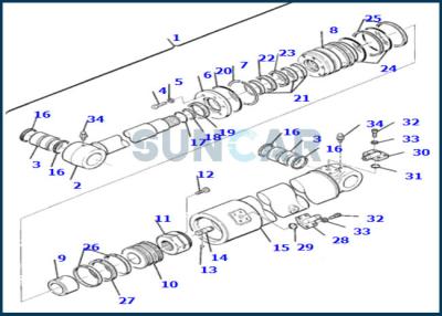 Cina misure PC110R-1 PC95R-2 del corredo di servizio del cilindro del braccio di 21D-61-12201 21D6112201 in vendita