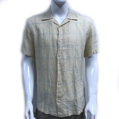 China Customization Anti-Pilling Summer Section Casual Yellow Plaid Slim Cool Soft Beach Short Sleeve Wholesale for sale