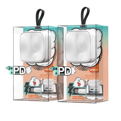 China MOXOM Tablet Portable Charger PD 20W USB Wall Charger Surge Protector Cute Type C Charger With Packing With Cable for sale