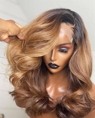 China Wholesale High Quality Body Wave Lace Wig #4/30 Brown Color Body Wave Lace Front Wig Brazilian Raw Human Hair Highlight Hair Wigs for sale