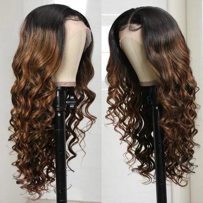 China Wholesale Custom Human Frontal 100% Virgin Transparent Body Wave Brown Lace Wigs Brazilian Auburn Hair Color Body Wave Hair13X4 Closure for sale