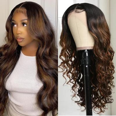 China Wholesale Custom Human Frontal 100% HD 100% Virgin Lace Wigs Brazilian Transparent Hair Color Piano Wave Body Wave Hair13X4 Closure Wigs for sale