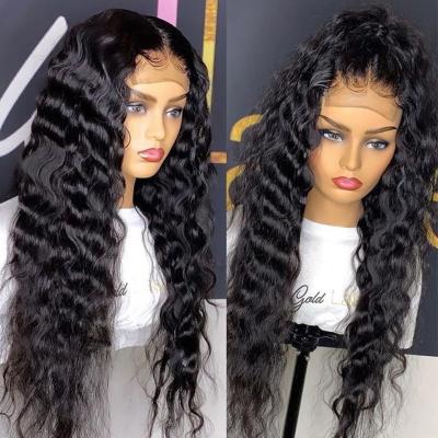 China Full Swiss Deep Loose Lace Front Human Hair Wigs Vendors of 4x4 5x5. Wholesale Hd Virgin Brazilian Hair Raw Loose Deep Wave Lace Closure Wig for sale