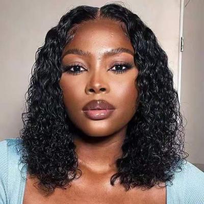 China Brazilian Cheap Price Black Bob Wig Transparent Human Lace Virgin Peruvian Short Deep Wave Hair Wigs For Black Women for sale