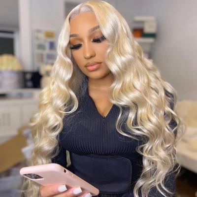 China 150 Density Front Lace Wig For Women 2021 New 40 Inch 613 Full Lace Hair Wig Pre Plucked HD 613 Cuticle Aligned Blonde Lace Front Wigs For Black Women for sale