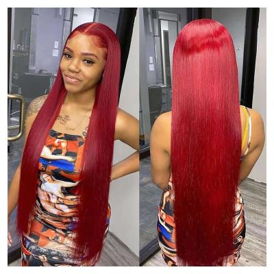 China Red Lace Front Wig Body Wave Hair Hd Brazilian Human Hair Lace Front Wig Body Wave Lace Front Wig Ombre Dark Black Red Red for sale