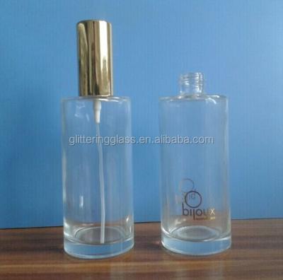 China Personal Care 100ml Clear Cylindrical Glass Perfume Bottle With 18/410 Screw Neck for sale