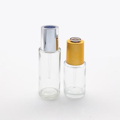 China Personal Care 1oz 30ml Serum Clear Glass Bottle With Push Button Dropper for sale