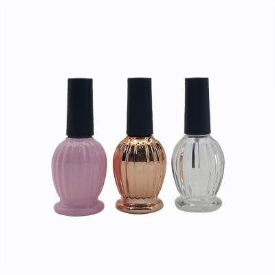 China Empty Design 10ml Glass Nail Polish Bottle Recyclable With Different Brush Shape Cap for sale