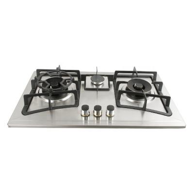 China Luxury Newest Hot selling stainless steel built in gas stove gas hob 3 burner for sale