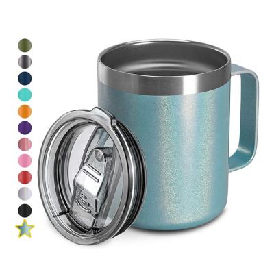 China 450ml Camping Outdoor Travel Portable Stainless Steel Coffee Mug Carabiner Double Wall Mug With Handle for sale