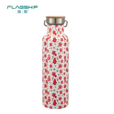 China Hot Selling PORTABLE Insulated Stainless Steel Motivational Water Bottle Bamboo Lid Kids Bottle Drink Bottles for sale