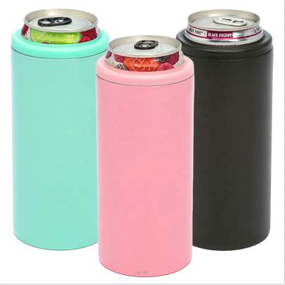 China PORTABLE Skinny Box Cooler 4-in-1Double Walled Insulated Stainless Steel Slim Box Cooler For Regular 12oz Cans for sale