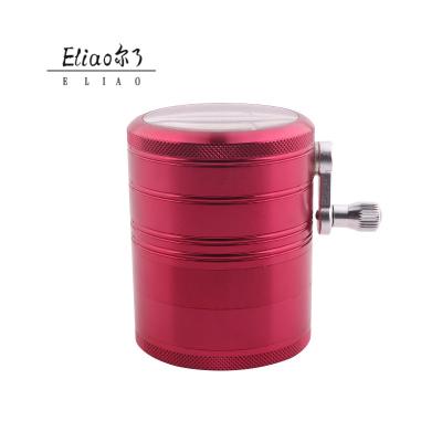 China Adult Erliao 4 Parts Metal Herb Grinder With Handle CNC Rolling Teeth Custom Aluminum Tobacco Herb Grinder for sale