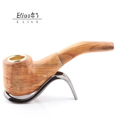 China Erliao Smoking Pipe Tobacco Pipe Traditional Wooden Hand Carved Wholesale Solid Smoking Pipe for sale