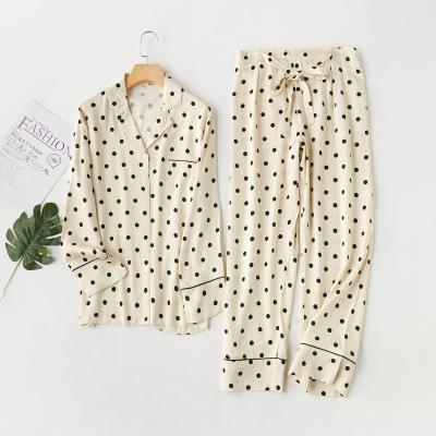 China QUICK DRY top selling guaranteed top quality100% rayon pajamas set in polka dots for sale