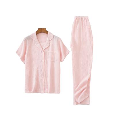 China Customized design summer QUICK DRY muslin cotton pajamas plus size women pajama sets women's sleepwear for sale