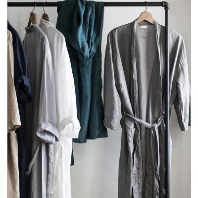 China OEM QUICK DRY plain dyed pajama sleepwear unisex linen robe for women men for sale