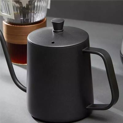 China Durable Coffee Accessories Black Stainless Steel Long Over Spout Ear Hanging Coffee Pot Spill Coffee Drip Pot Kettle for sale