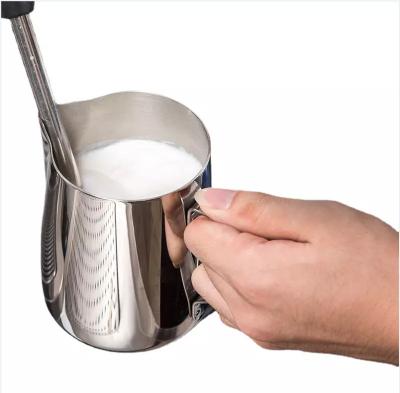 China Viable Wholesale Cappuccino Jug Espresso Pitcher Steaming Pot Metal Stainless Steel Milk Jug Milk Jug Steaming Pitcher for sale