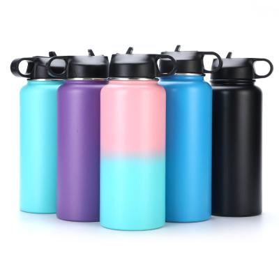 China Custom Logo Sports Water Bottle Viable 18/8 Double Layer Stainless Steel Water Bottle 32oz Large Capacity Mountaineering Water Bottle for sale