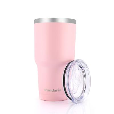 China High Quality Viable Sale Custom Logo 30oz Double Layer Stainless Steel Travel Coffee Mug Tumbler Water Cup With Light Pink Lid for sale