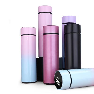 China Customized Stored Color LOGO 18/8 Stainless Steel Portable Travel Mug 500ml Insulated Tumbler Led Temperature Display Smart Water Cup for sale