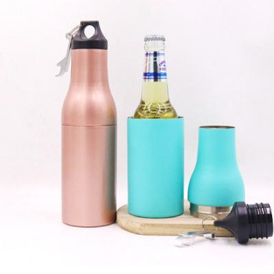 China High quality thermal mugs for household use 304 stainless steel double-layer vacuum double-section double-section creative beer bottle insulation cold sleeve 12 ounce can do logo for sale