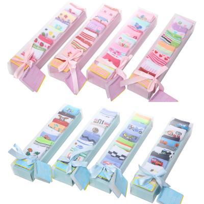 China Popular Breathable Baby Socks Gift Set Fancy Cotton 7 Pairs Baby Bumps Gift Box Cartoon Newborn Socks for sale