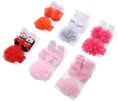 China Breathable Warm Socks And Sale Baby Headband Set Cute Bow Princess Decoration Birthday Gift for sale