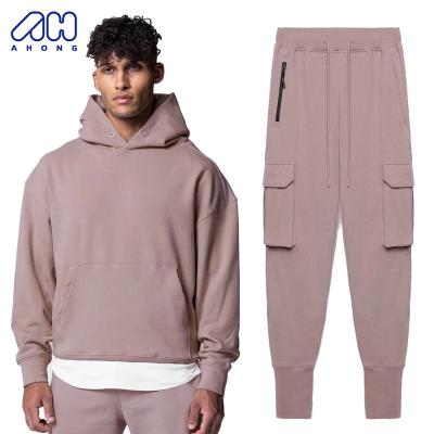 China 2023 New Arrival Men's Casual Oversized Breathable Fitness Sets Gym Sports 2 Pieces Skins Large Pocket Friendly Breathable Hoodies Sets for sale