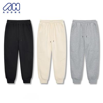 China Men's Solid Color Plush Sale Winter Jogger Breathable Sweatpants Sports Drawstring Pants Elastic Warm Breathable Fitness Casual Pants for sale