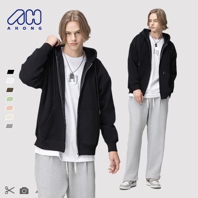 China Fitness Gym Sports Sets Solid Color Oversized Warm Breathable Plush Skin Friendly Hoodies With Zipper for sale