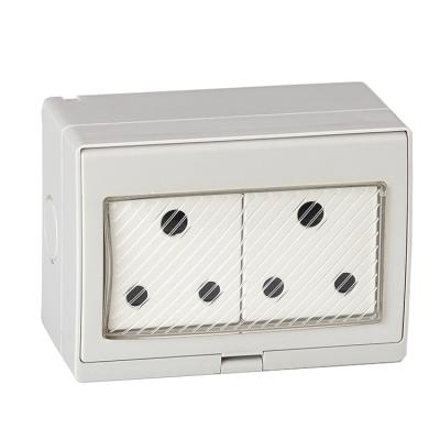 China Silver High Quality ZA Standard Double Switched Double Socket Outlet 250V 16A Waterproof Electrical Wall Outlet for sale